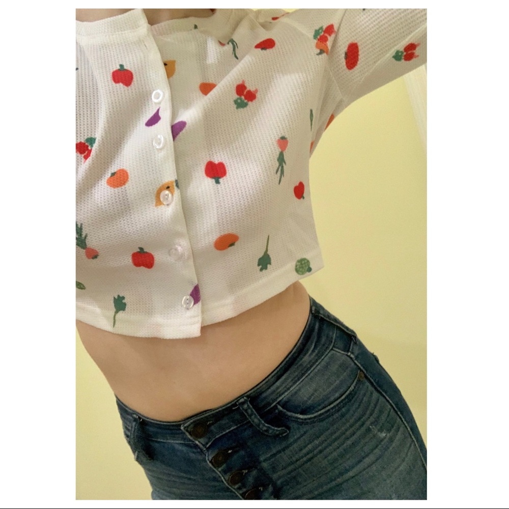 WILL RE-STOCK🔥y2k crop fruit pattern cardigan - Picture 7 of 10
